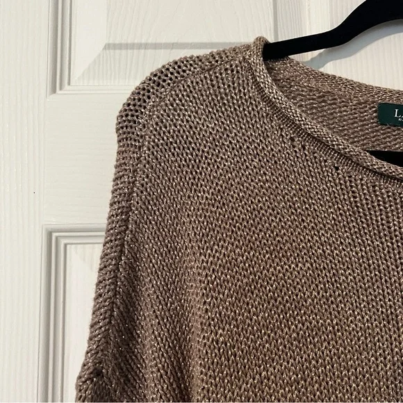 Ralph Lauren Taupe & Gold Knit Sweater - Picture 2 of 7